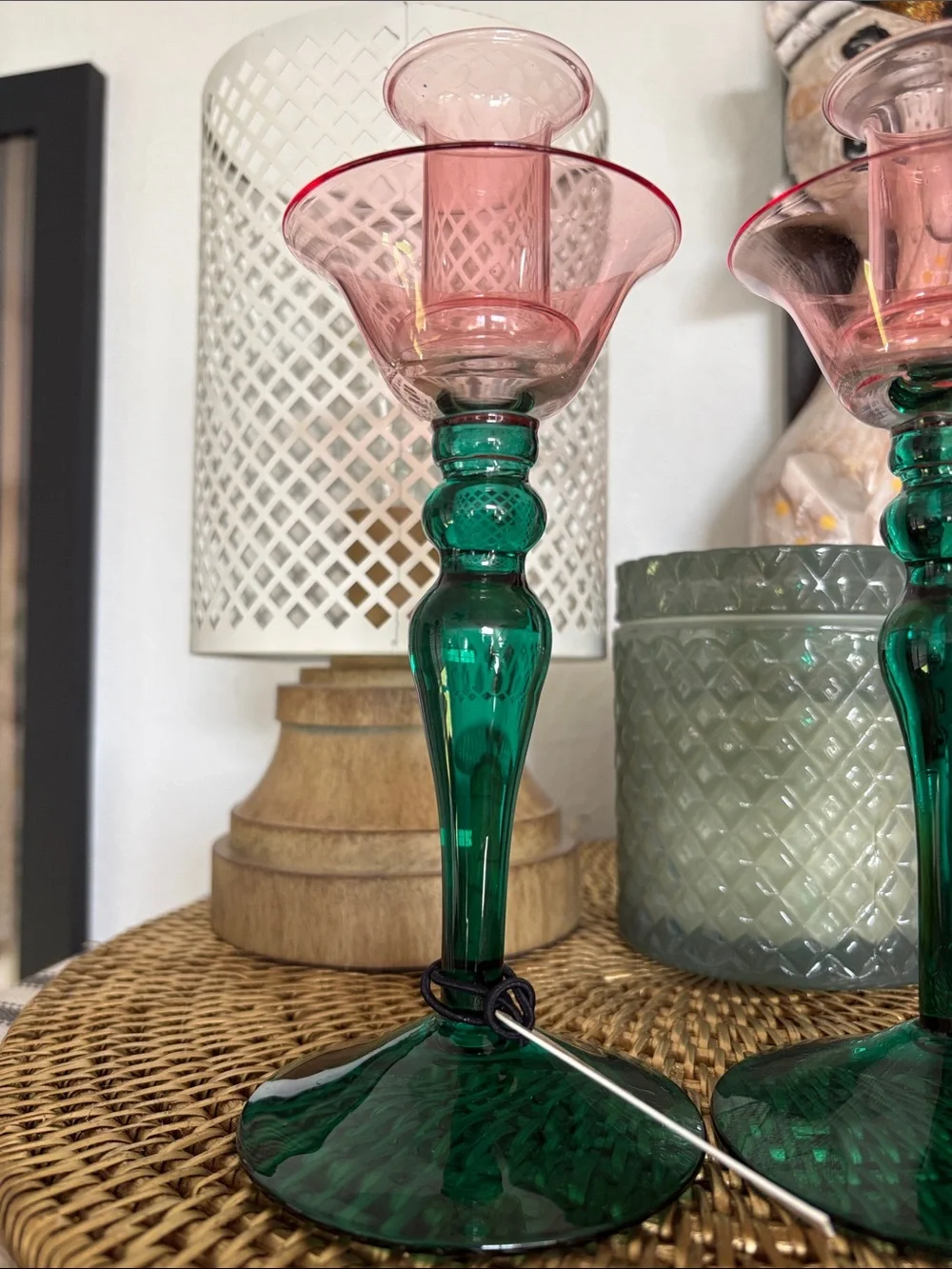 🆕GBS Delicate Handblown Glass Tiffany-Style Tulip Candleholders, Bundle Of 2